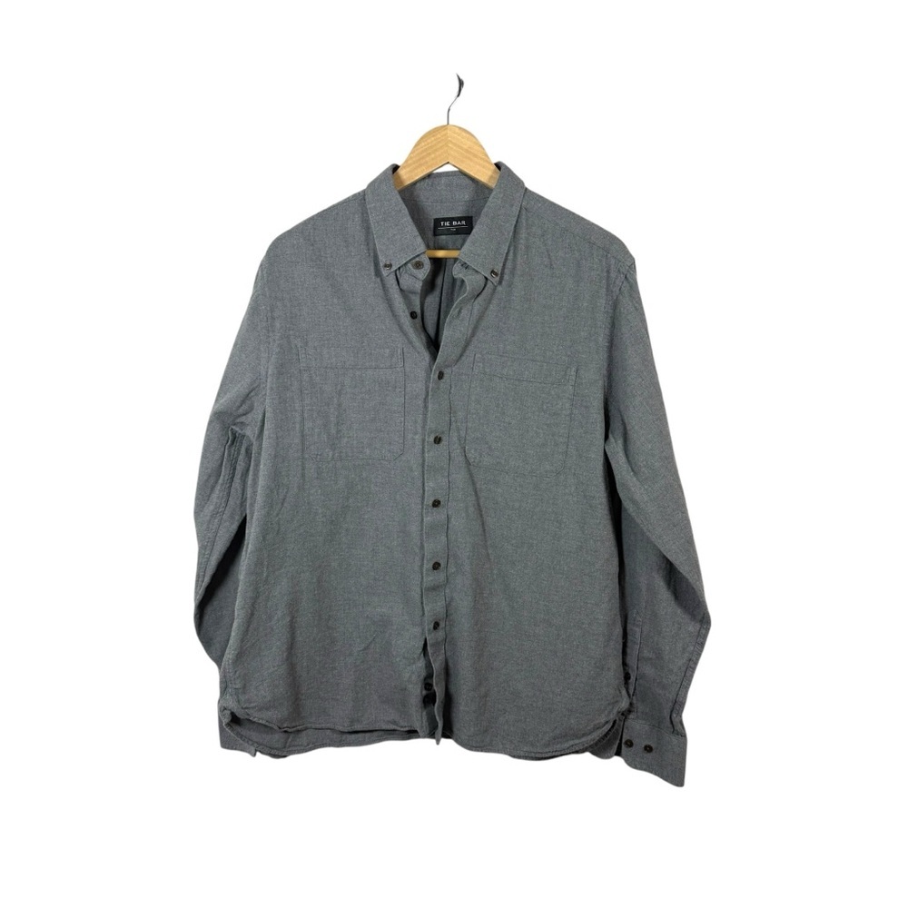 Tie Bar Men’s Classic Trim Woven Button Down Grey Size XL